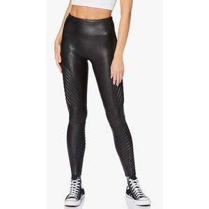 SPANX Faux‎ Leather Moto Black Leggings Size Medium
